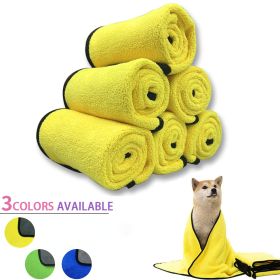 Quick-drying Pet Dog And Cat Towels; Soft Fiber Towels Water-absorbent Bath Towel Cleaning Pet Towel (Color: Yellow, size: 25*25cm/9.8*9.8in)